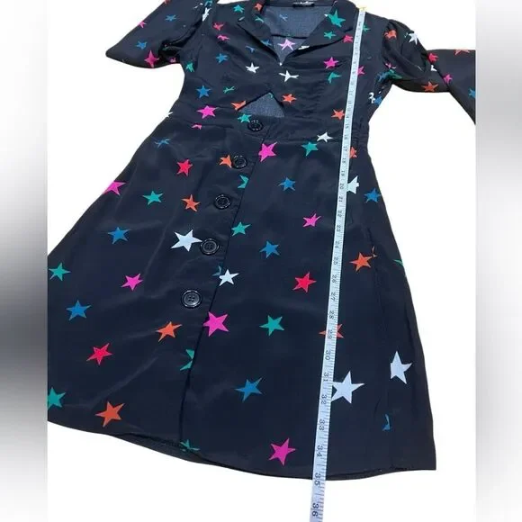 Nobody's Child Star Multi Color Cut out Mini Skater Dress Black Size 6 - Picture 15 of 16
